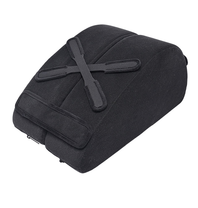 Black convertible toy mount and hip lift support with straps.