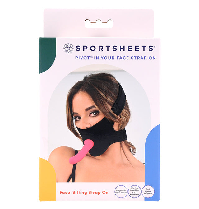 Sportsheets Pivot In Your Face Strap On harness with pink dildo.