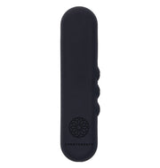 Black silicone vibrator with a rounded top and three buttons on the side.