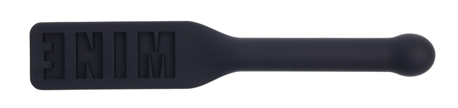 Black silicone paddle with "MINE" embossed and an insertable handle.