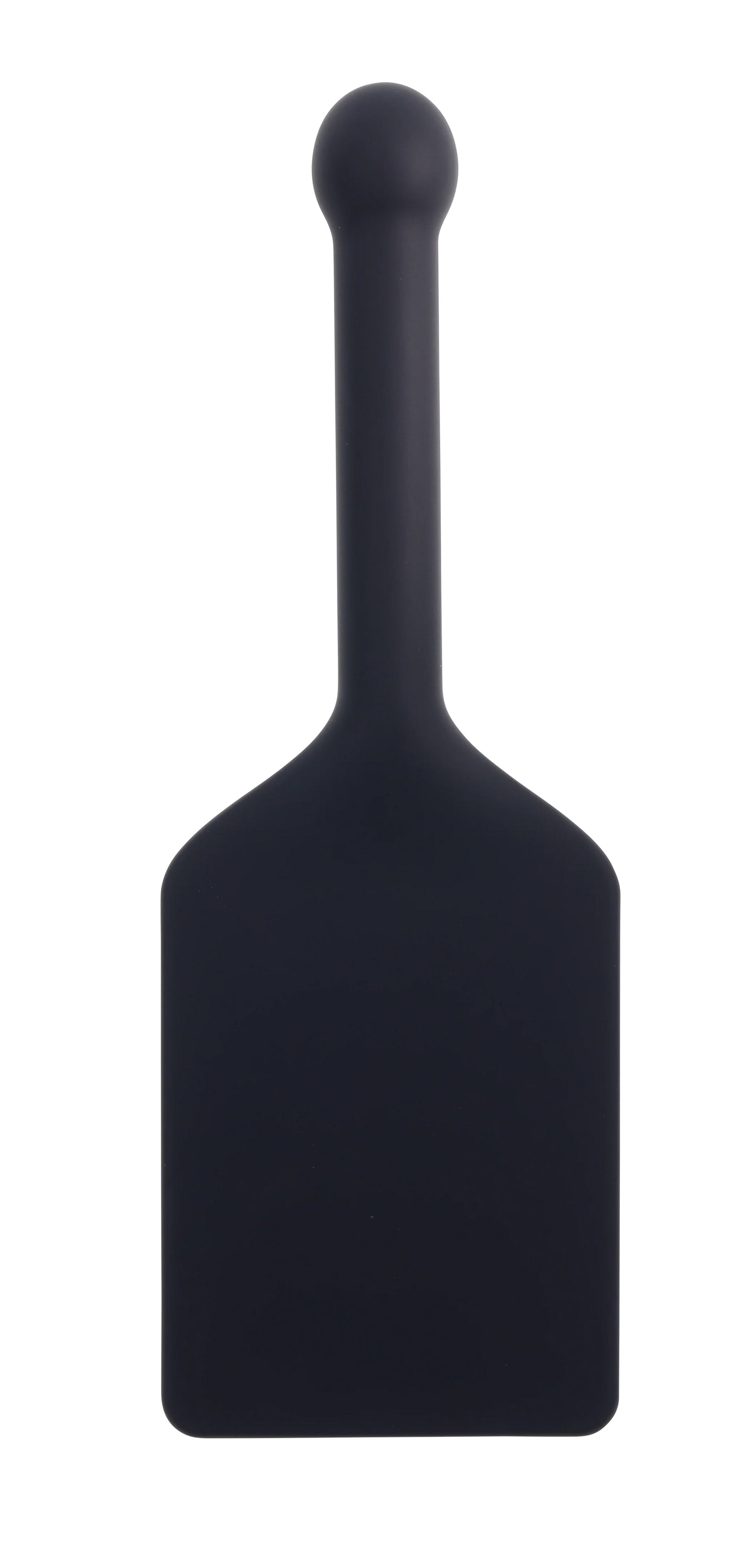 Dark gray silicone paddle with a rounded handle.