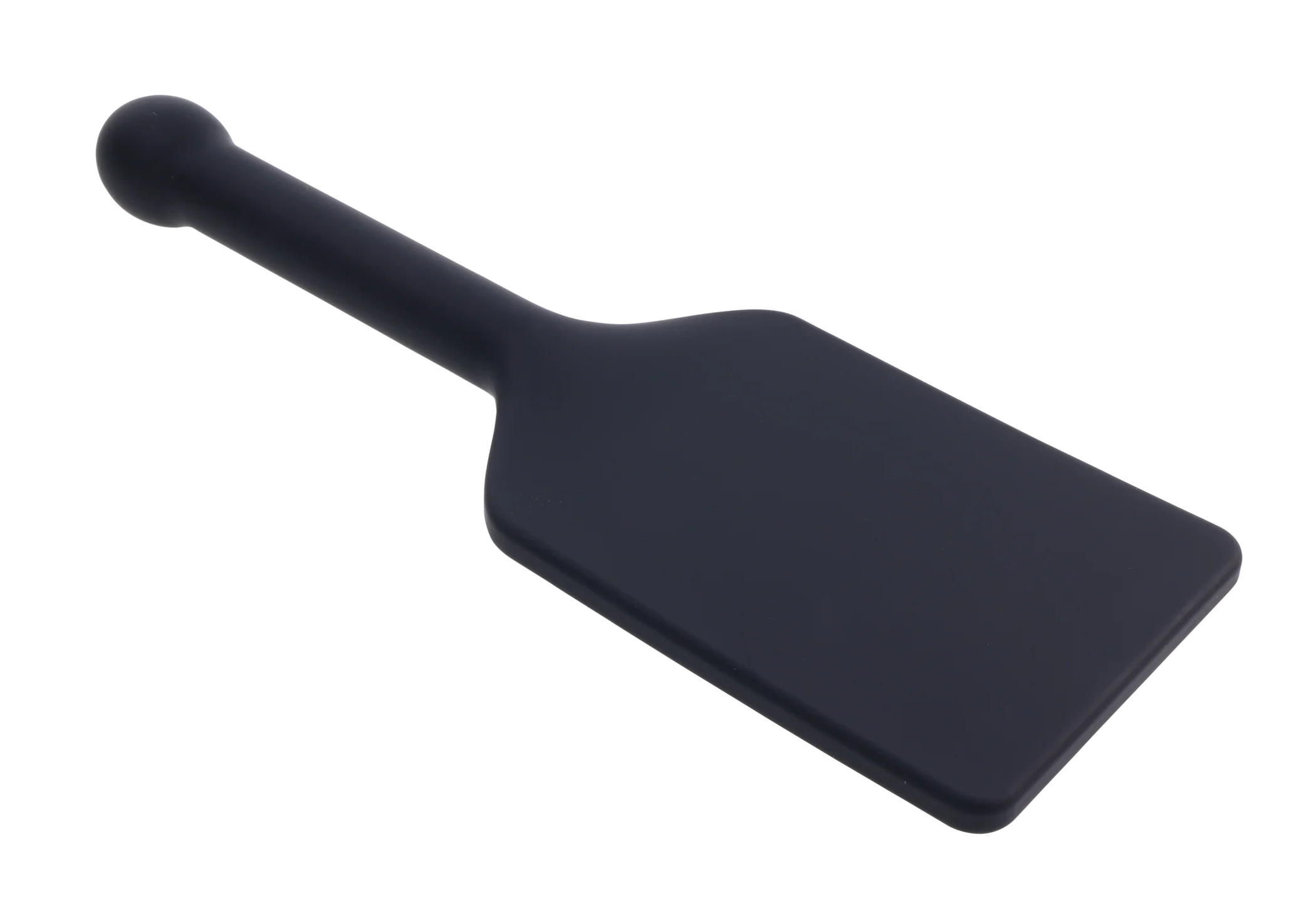 Dark grey silicone paddle with a rounded handle.