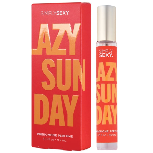 Simply Sexy Lazy Sunday pheromone perfume in a red box and bottle.