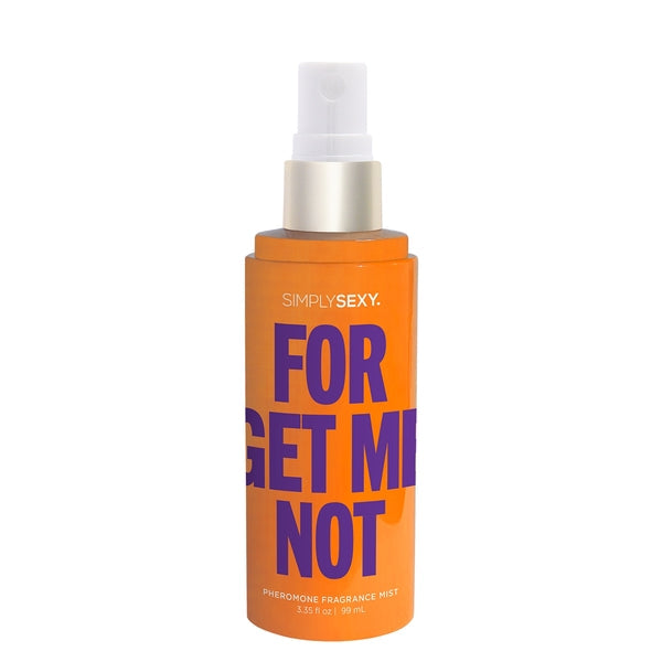 Simply Sexy Forget Me Not Pheromone Fragrance Mist in an orange bottle.