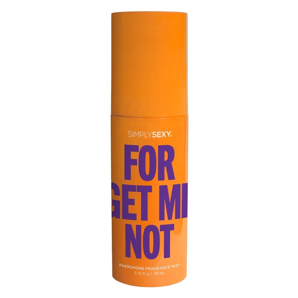 Orange bottle of Simply Sexy Forget Me Not Pheromone Fragrance Mist.