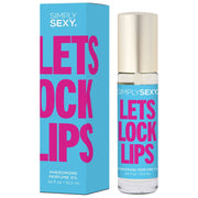 Simply Sexy Lets Lock Lips pheromone perfume oil on a blue box.