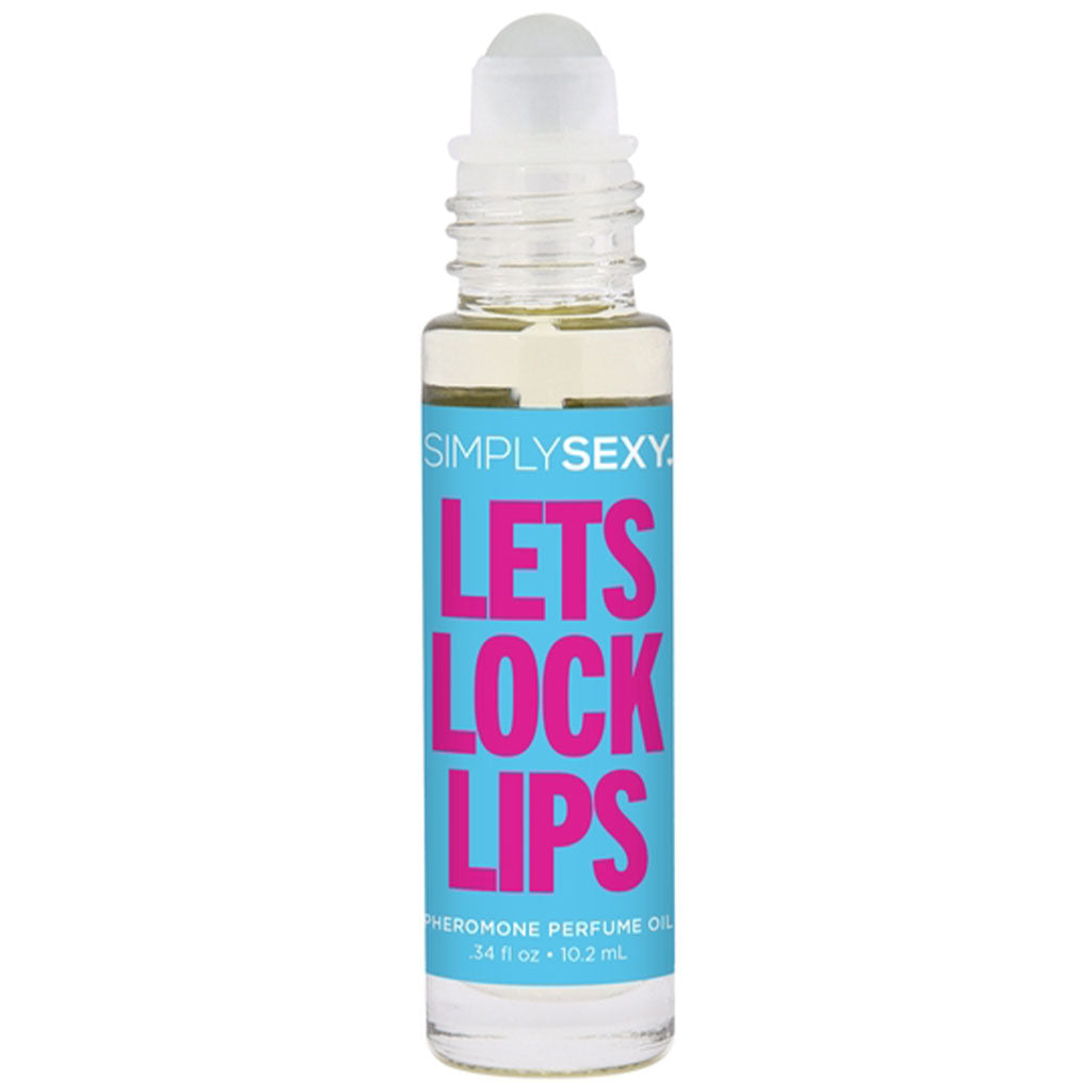 Simply Sexy Lets Lock Lips pheromone perfume oil in a rollerball bottle.