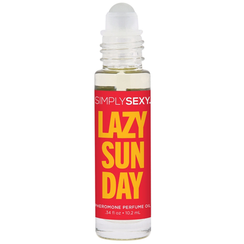 Simply Sexy Lazy Sunday pheromone perfume oil in a rollerball bottle.