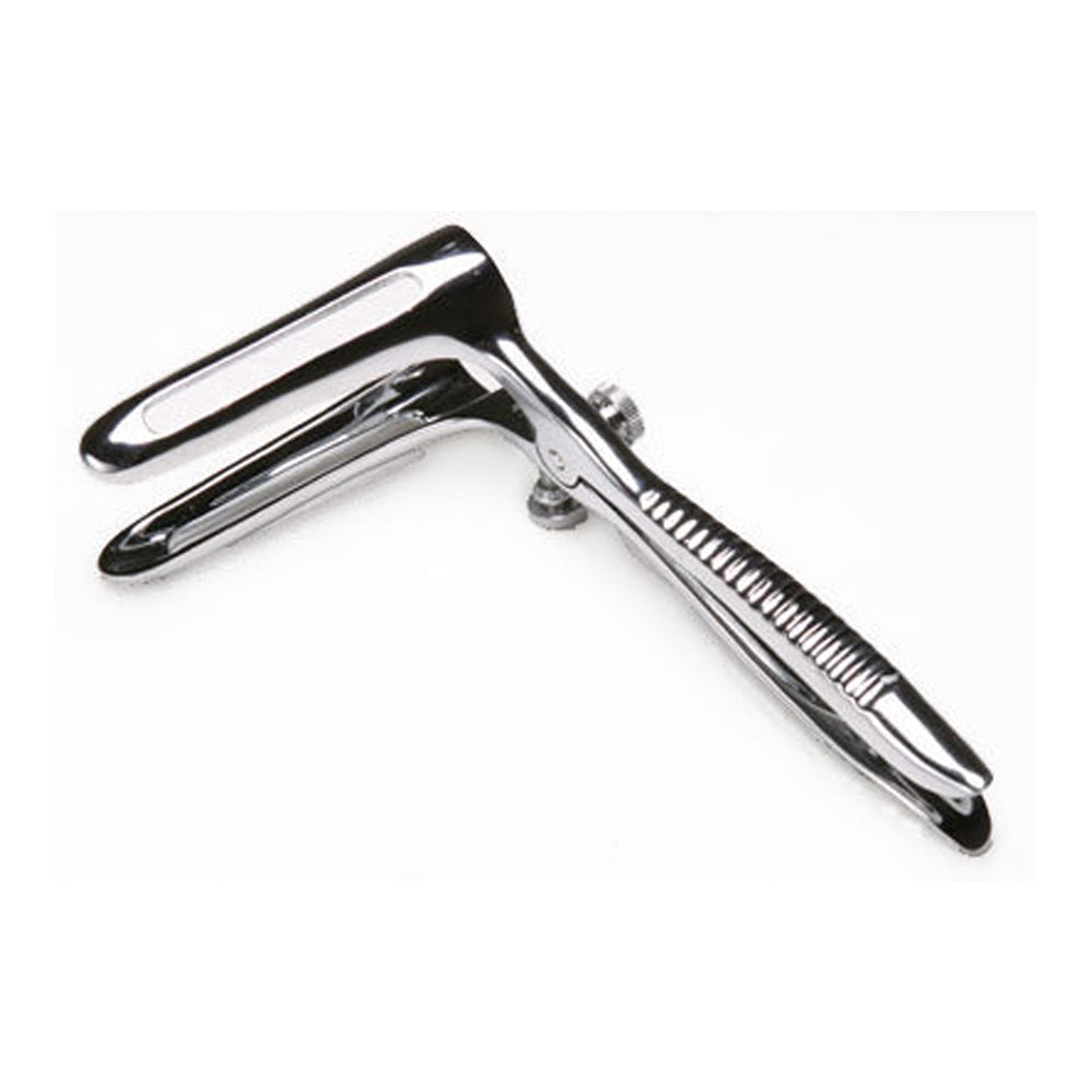 Sims anal speculum with screw lock made of stainless steel.