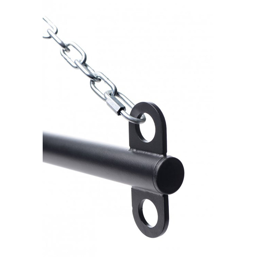Heavy duty steel suspension bar with chain attachment.