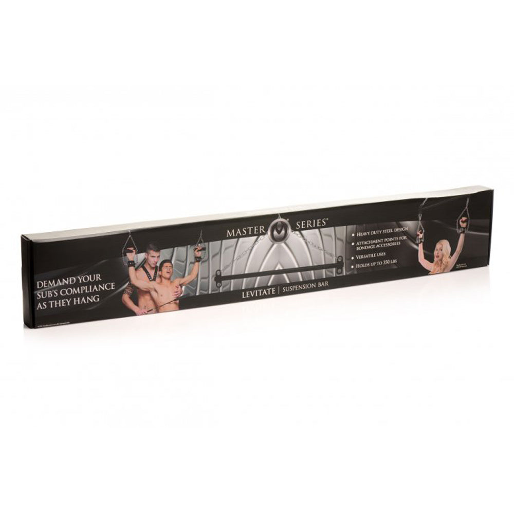 Levitate Suspension Bar with two men and a woman in bondage.