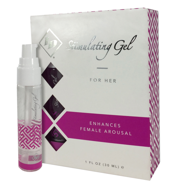 ID Lubricants stimulating gel for her in a 1 fl oz bottle and box.