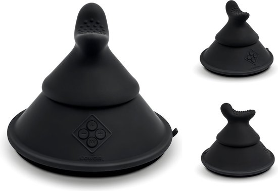 Black cone-shaped vibrator with textured tip and control buttons.