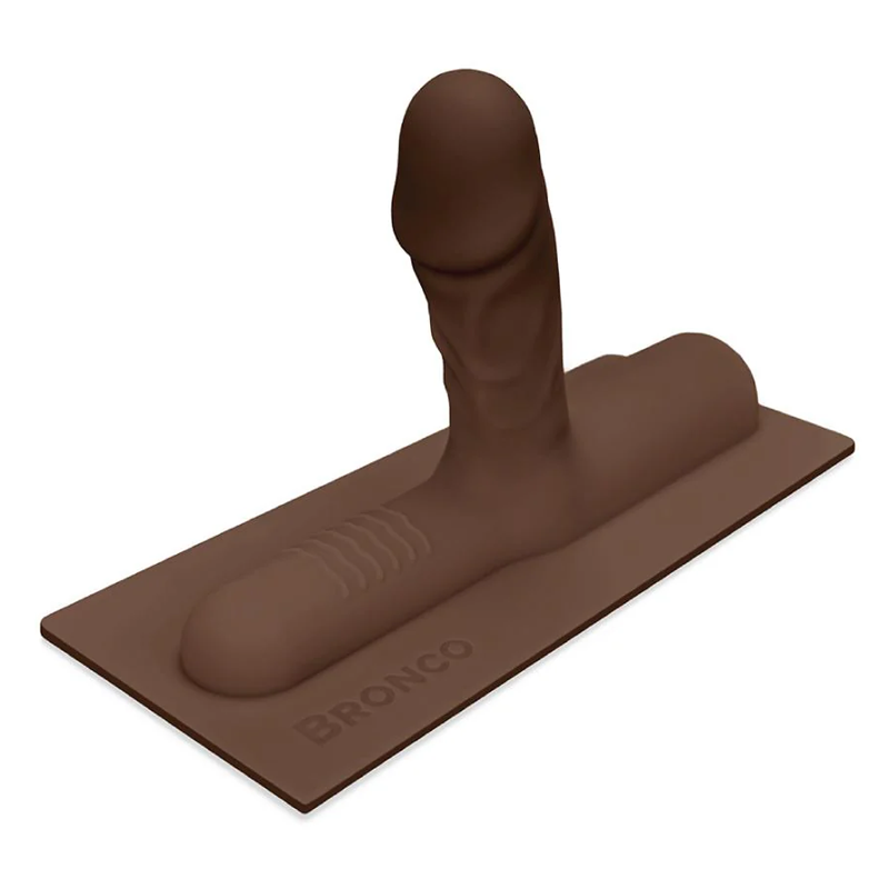 Chocolate Bronco realistic silicone attachment with a textured shaft.