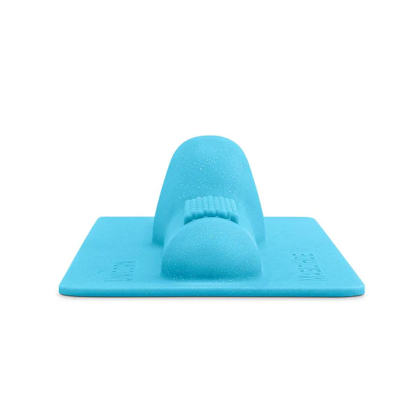 A blue glittery silicone attachment with a textured nub.