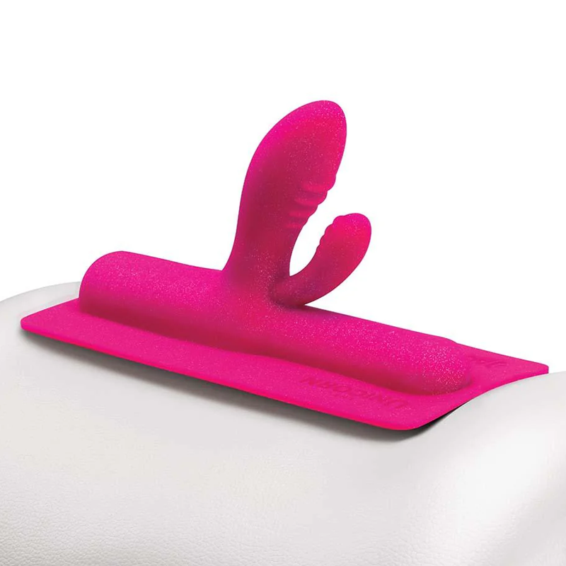 Pink dual bulbous G-spot and prostate attachment with textured design.