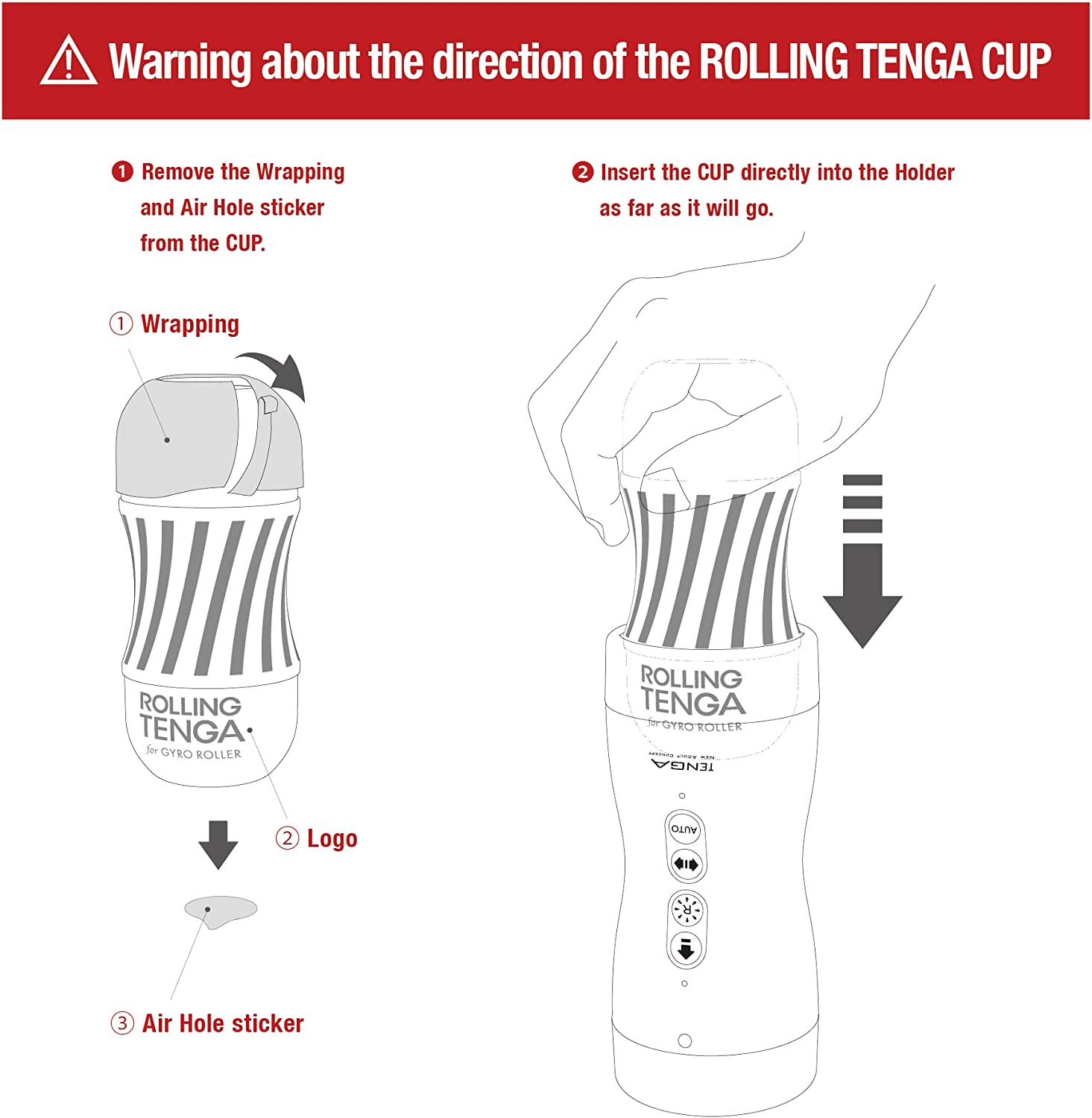 Tenga Vacuum Gyro Roller with rotating suction and controls.