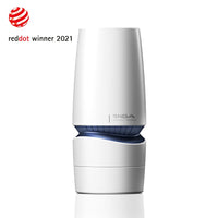 Tenga Aero Cobalt Ring Reusable Suction Masturbator with dial control.