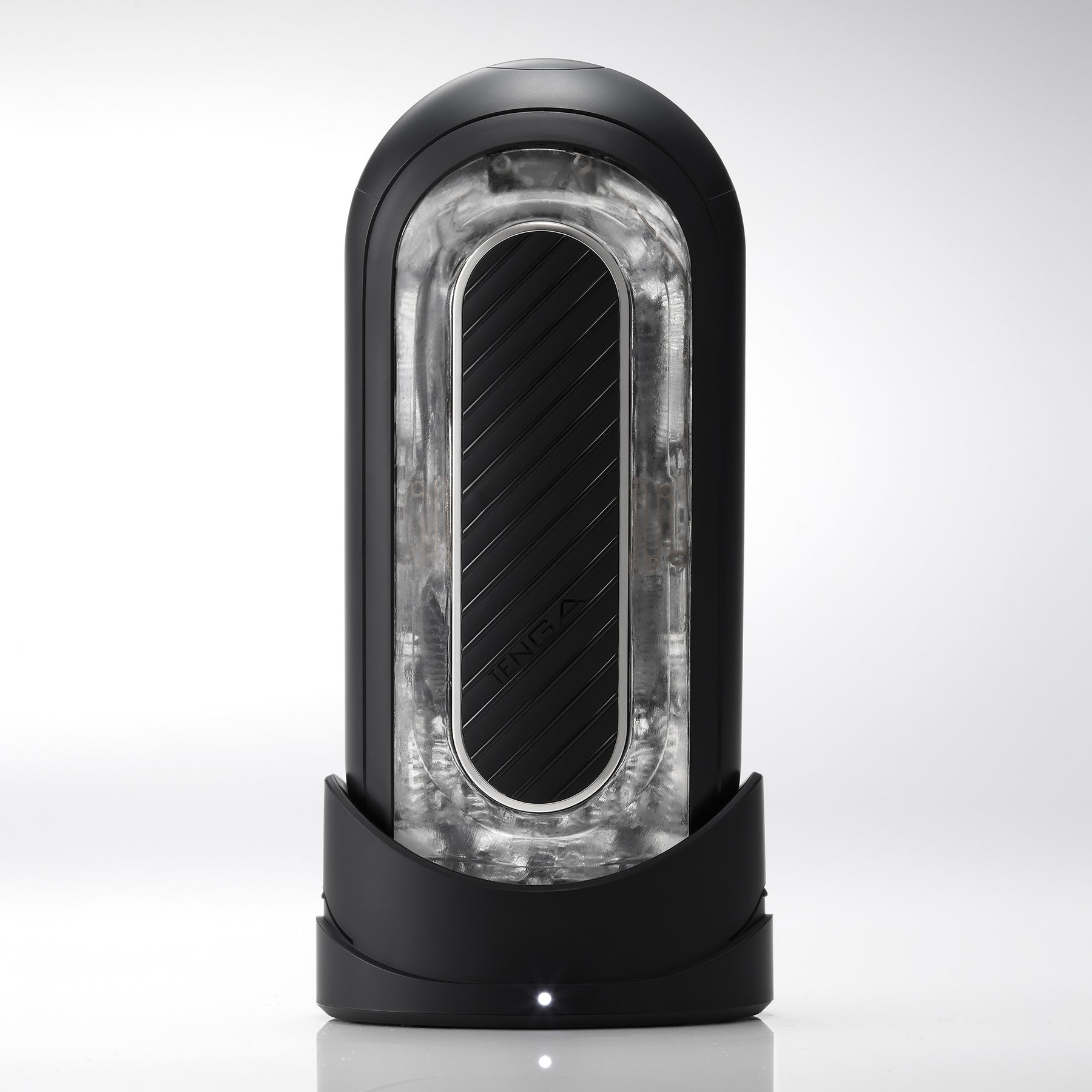Tenga Flip Zero Gravity EV rechargeable vibrating stroker with black casing and textured interior.