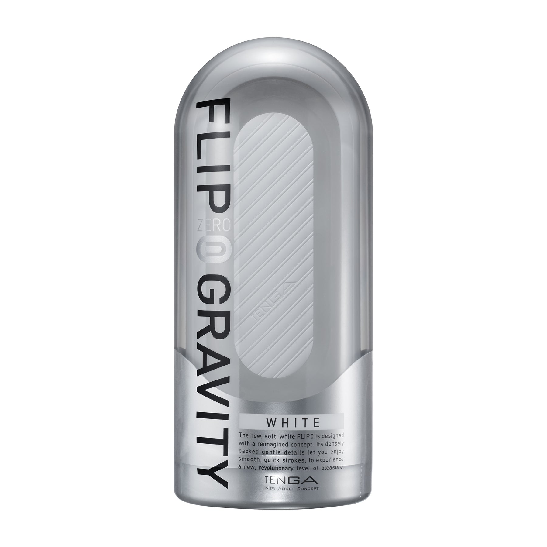Tenga Flip Zero reusable male masturbator in white with a TPE sleeve.