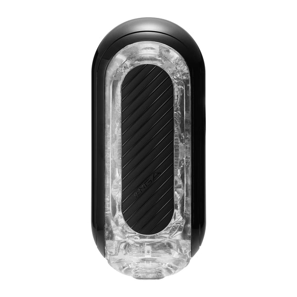 Tenga Flip Zero reusable male masturbator in black with clear casing.