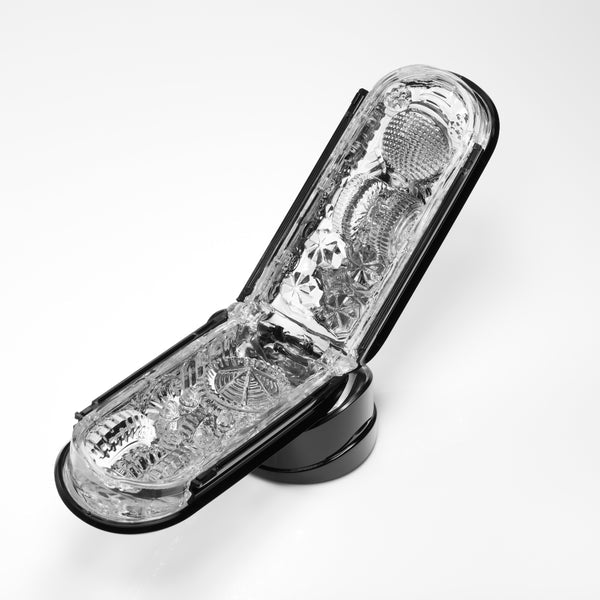 Tenga Flip Zero reusable male masturbator in black with intricate internal textures.