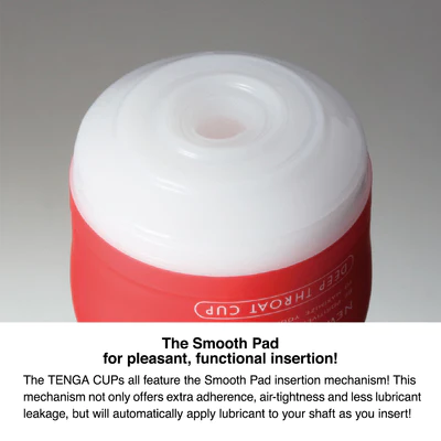 A white and red Tenga Original Vacuum Cup with a textured interior.