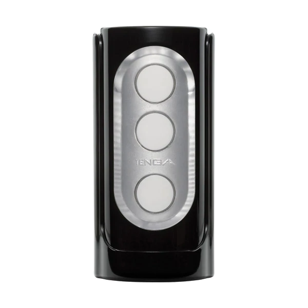 Black Tenga Flip Hole masturbator with three white buttons.