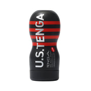 Tenga Original Vacuum Cup Strong Ultra Size Edition masturbator with red stripes.