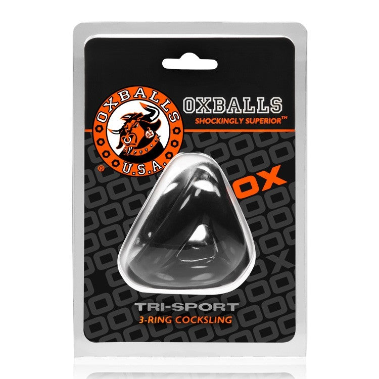 Black Tri-Sport 3-Ring Cocksling by Oxballs in packaging.