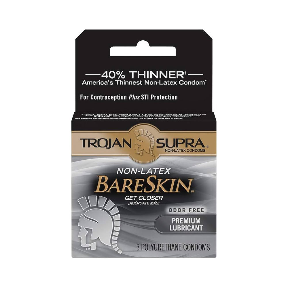 Trojan Supra Bareskin non-latex condoms, 3 count.
