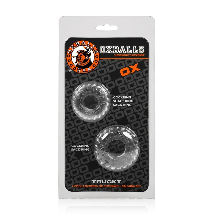Two clear stretchy cock rings from OXBALLS.