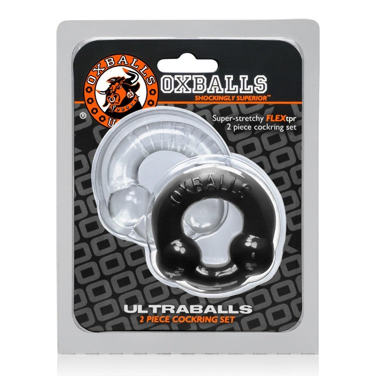 OXBALLS 2-piece black stretchy cockring set made of FLEXtpr.