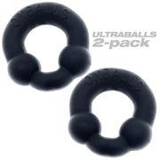 Two black Ultraballs stretchy silicone cock rings with dual nodules.