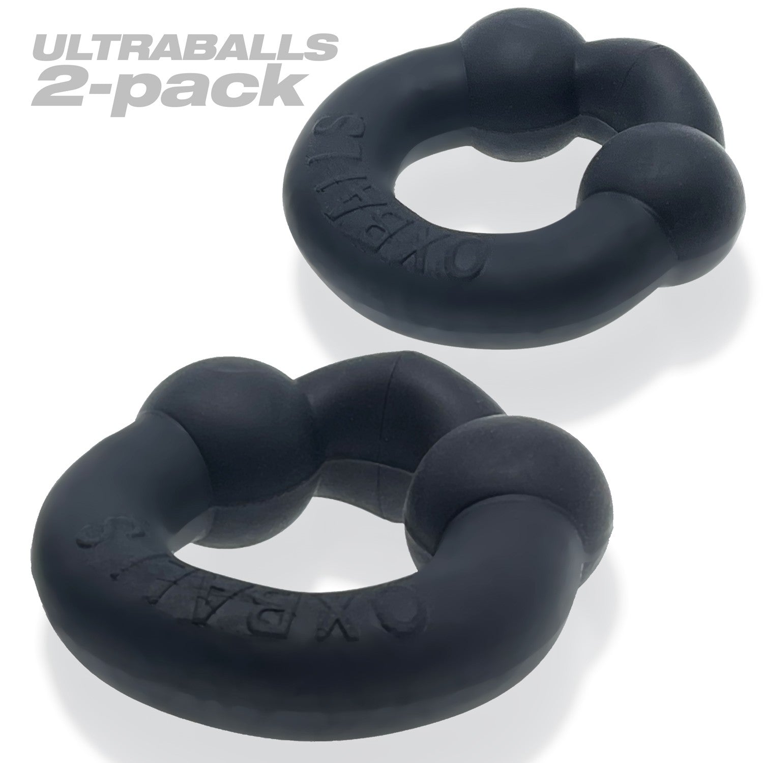 Two black silicone cock rings with dual nodules.