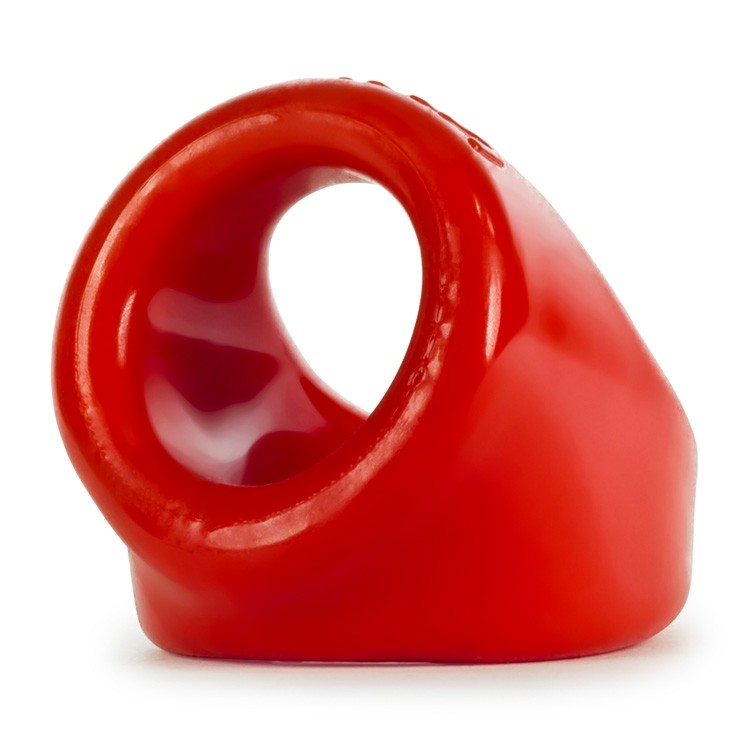 Red ergonomic stretchy cocksling with a large opening.