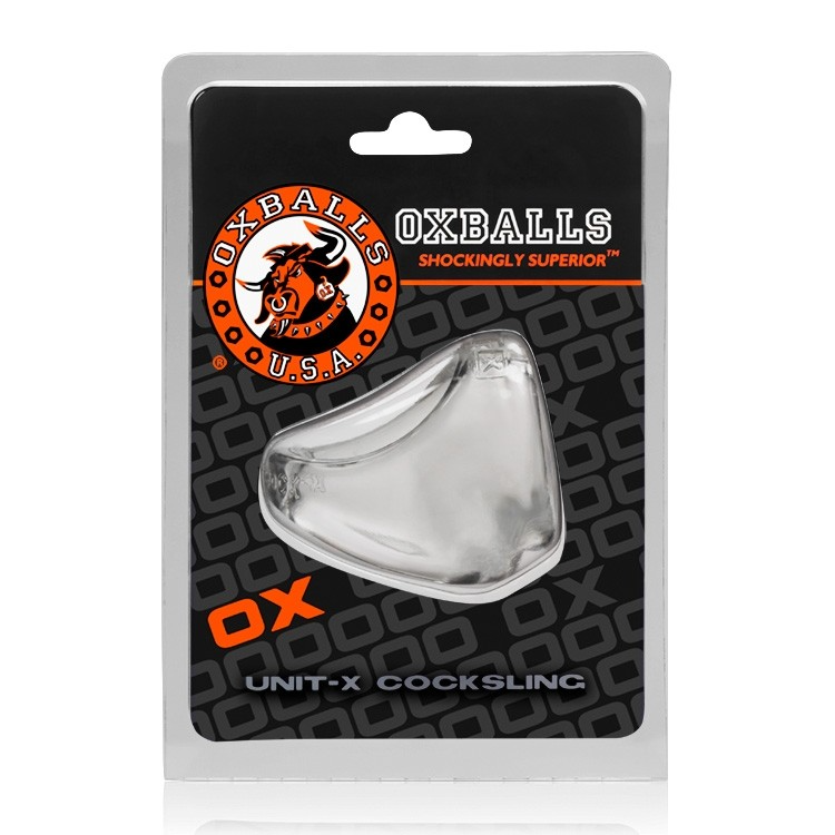 Clear Oxballs Unit-X ergonomic stretchy cocksling in packaging.