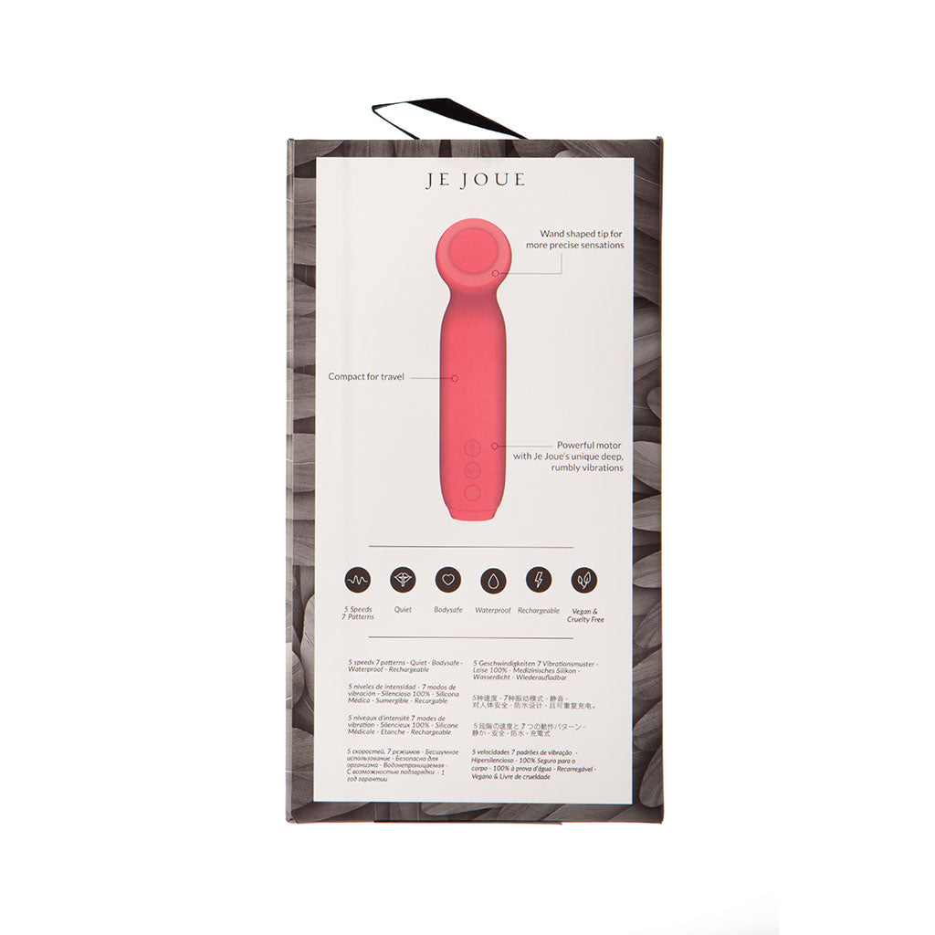 Pink wand tipped bullet vibrator with rumbly motor.