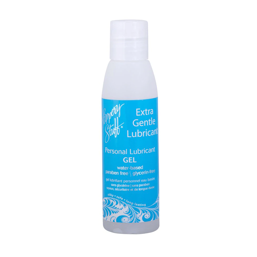 Slippery Stuff Extra Gentle Personal Lubricant Gel in a clear bottle.