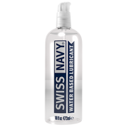 Swiss Navy water based lubricant in a 16 oz bottle.