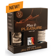 Play & Pleasure gift set with toy cleaner, watermelon lube, and massage candle.