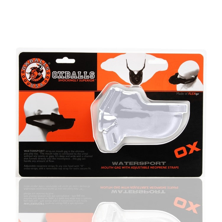 White Watersport strap-on mouth gag with adjustable neoprene straps.
