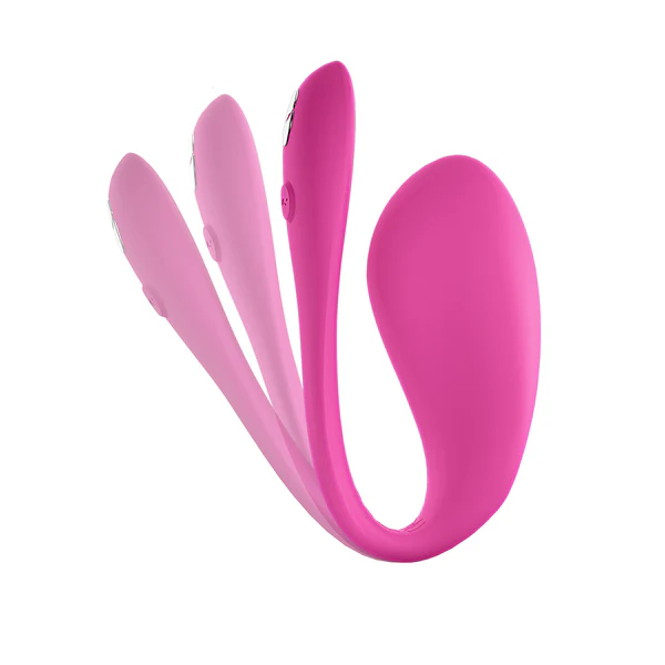 A pink G-spot vibrator with three blurred pink outlines showing its movement.