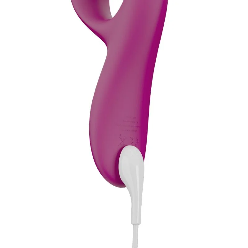 Fuchsia Nova 2 Rabbit Vibrator with white charging port.