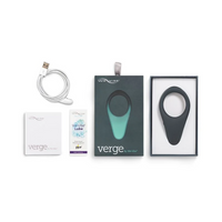 We-Vibe Verge vibrating ring with lube and charging cable.