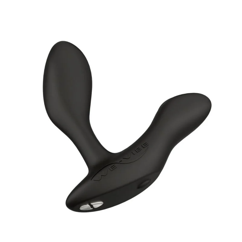 Black We-Vibe Vector+ dual stimulation vibrator with two buttons.