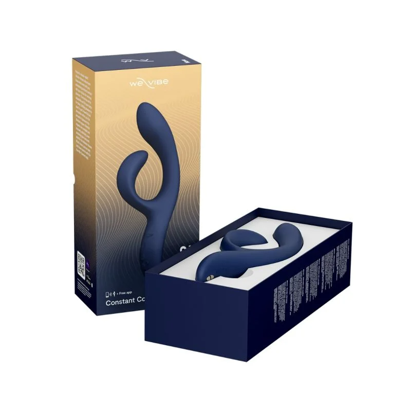 A blue rabbit vibrator in its box, with the product name "Nova 2" visible.