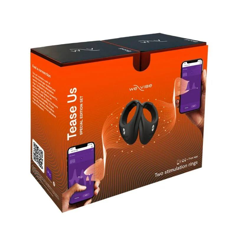 App-controlled wearable stimulation ring set in black.