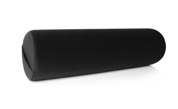 Black microvelvet sex positioning pillow with D-rings.