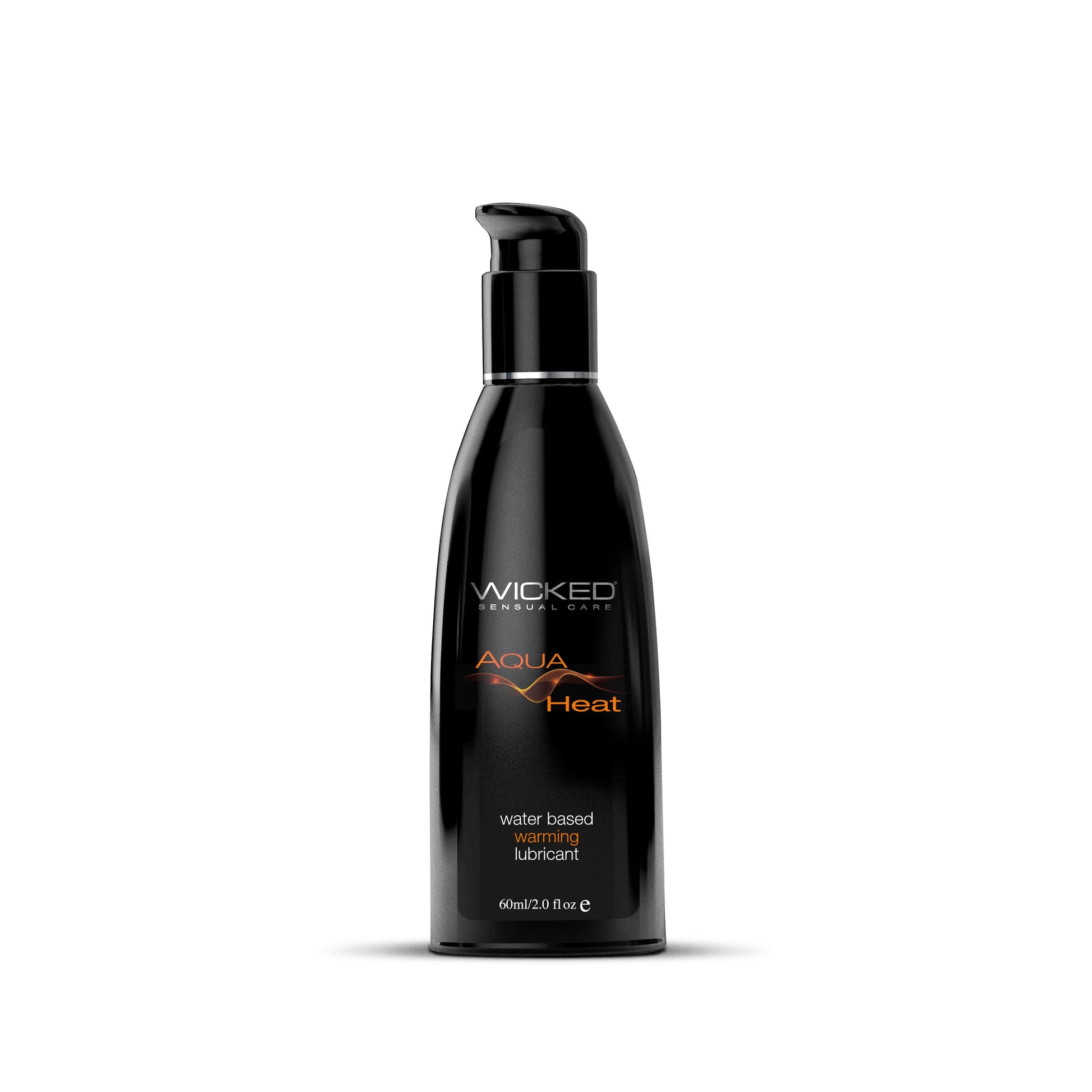 Wicked Aqua Heat warming water-based lubricant in a black pump bottle.